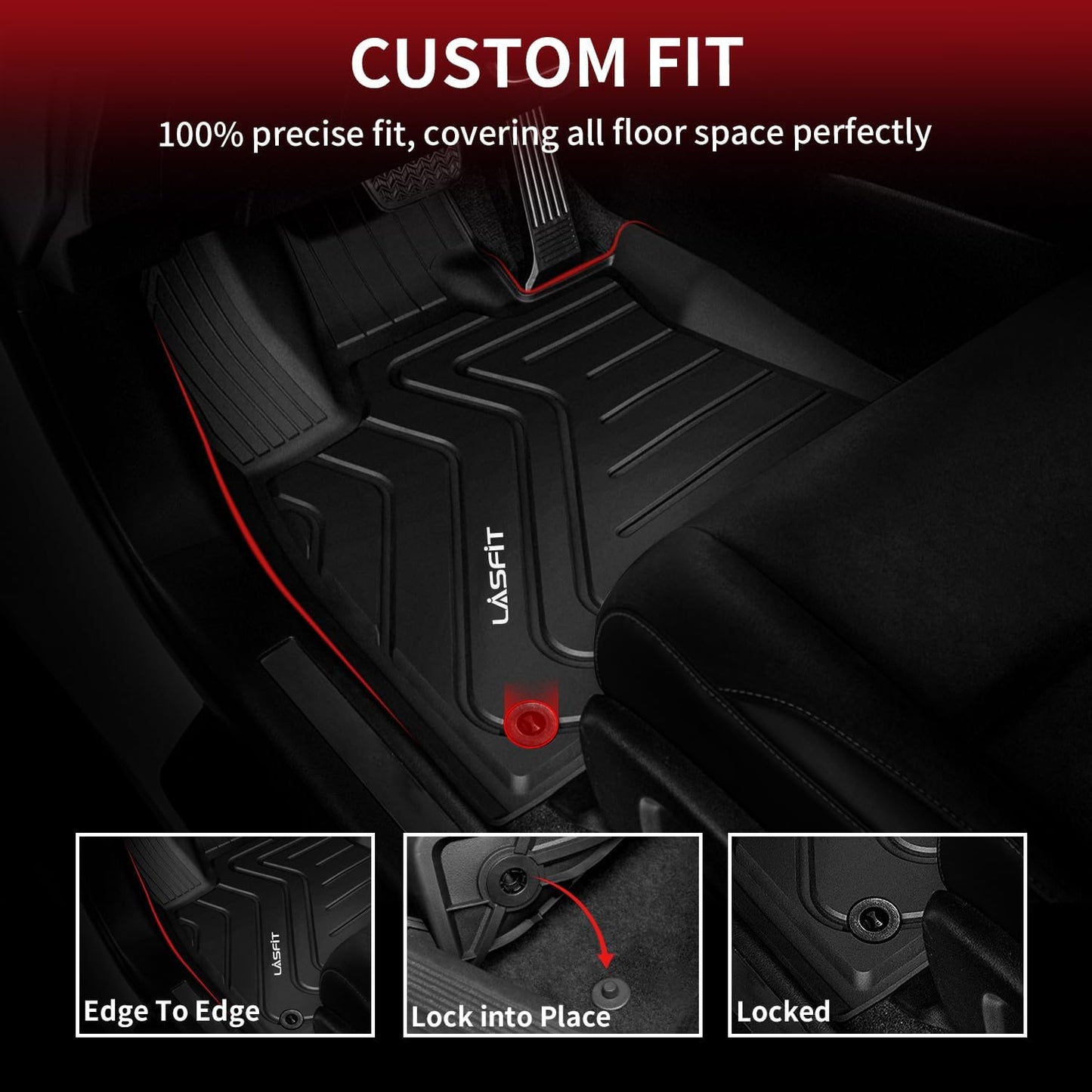 LASFIT Floor Mats Fit for Lexus NX NX200t NX300 NX300h 2021-2015 All Weather Floor Liners Custom Fit for Lexus NX All Models 2021 2020 2019 2018 2017 2016 2015 TPE Car Mats,Front and Rear Mats,Black