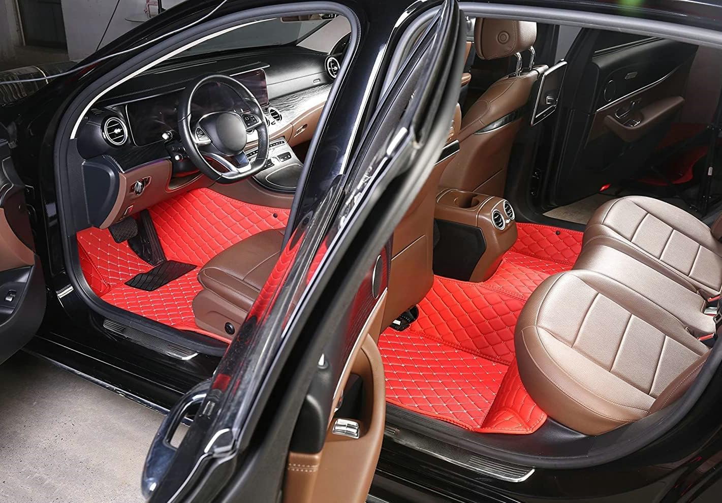 Custom Artificial Leather Waterproof All-Weather Car Floor Mats Fit for 99% Sedan SUV Sports Car Vehicle Car Mat (Yellow)
