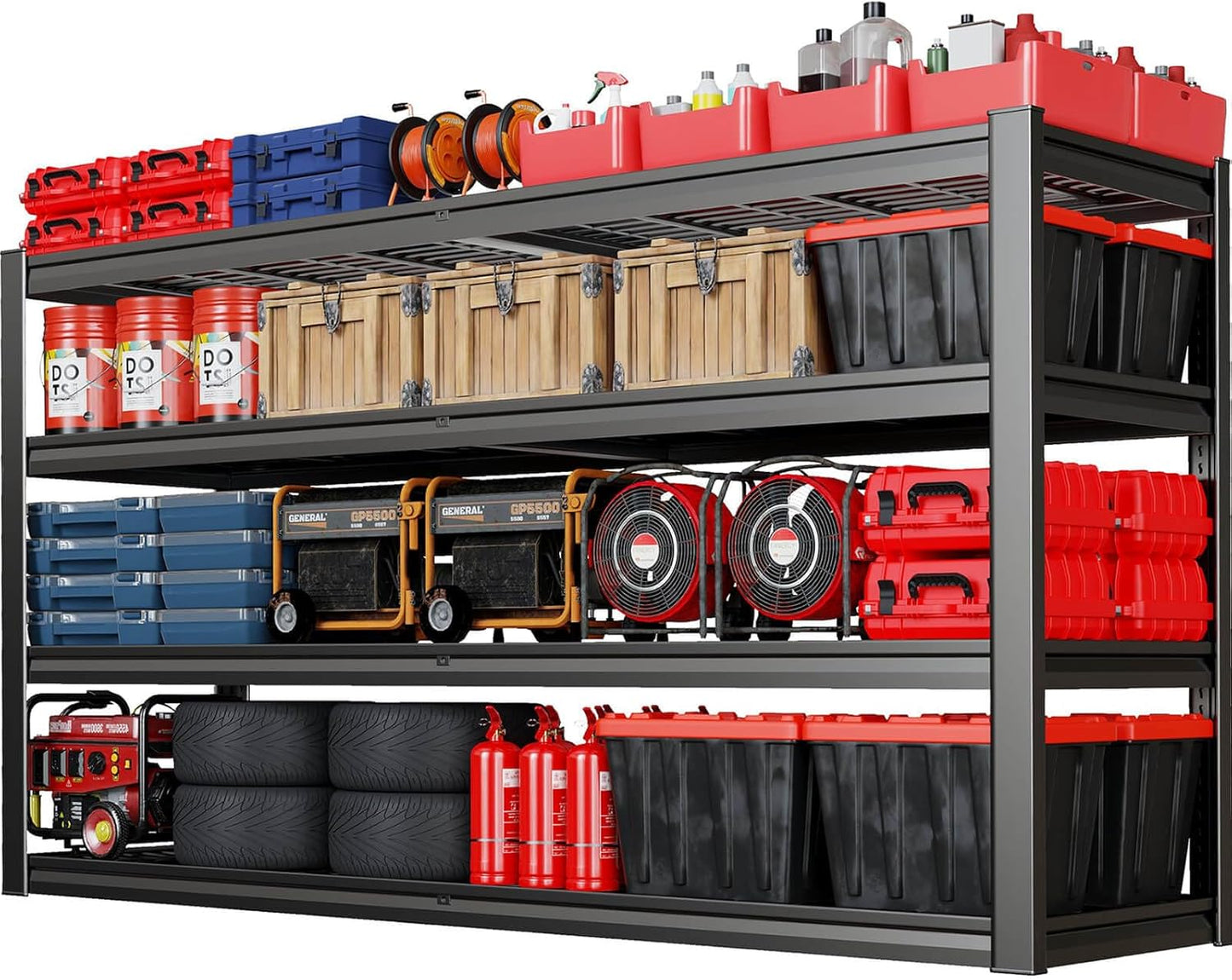 67" Wide Garage Shelving Unit, 67" W x 24" D x 68" H, Heavy Duty Garage Storage Shelves,3500 LBS Capacity, Industrial Adjustable Shelves for Basement Warehouse