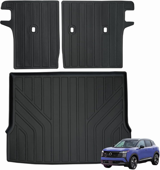 Trunk Mat & Backrest Mat for 2025 Nissan Kicks TPE All Weather Protection Cargo Liner with Velcro Rear Seats Backrest (Only Suitable Upper Layer)