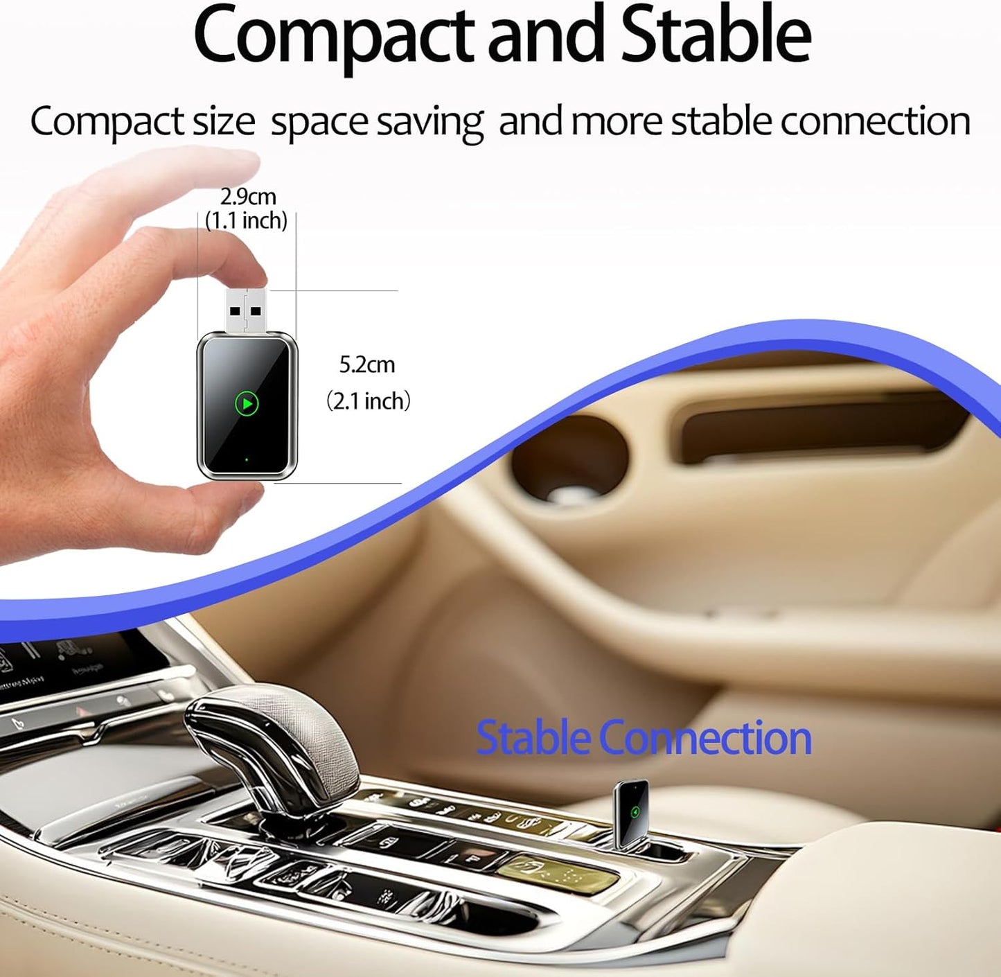 Wireless CarPlay Adapter for iPhone, Easily Upgrade Wired to Apple CarPlay Wireless Adapter, Fast Stable Connection Plug&Play Car Play Dongle for Cars from 2015+ Built-in CarPlay