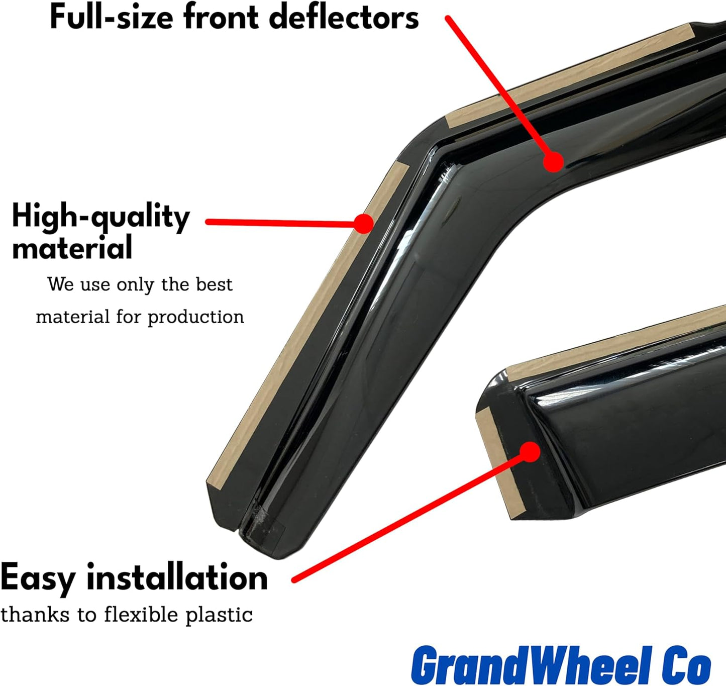 Window Deflectors Smoke Tinted in-Channel Side Window Vent Visor Deflectors Rain Guards Compatible with Ford Edge 2015-2025 - 4pcs. GW0950