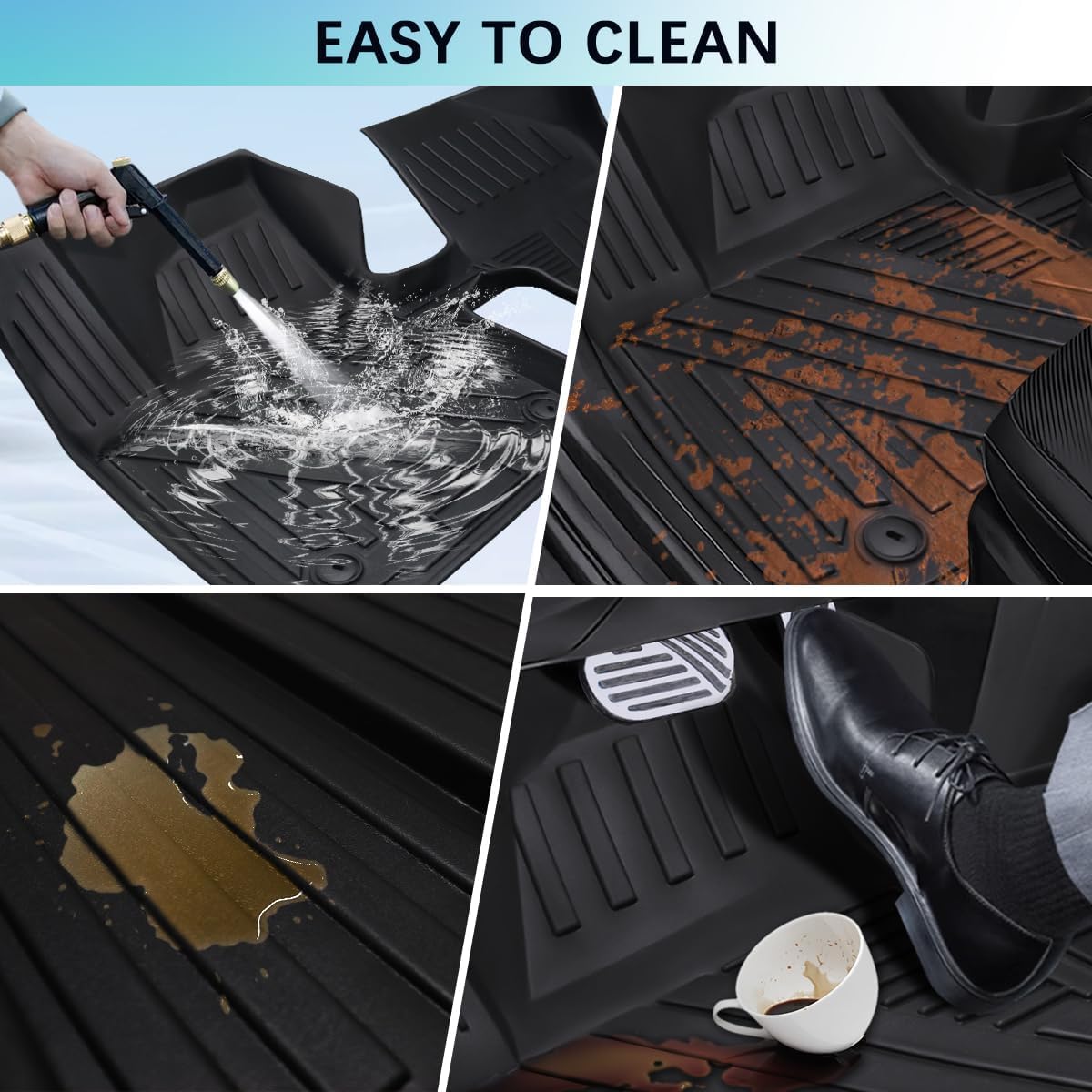 Car Floor Mats Compatible with Kia Ev6 2022 2023 2024 2025 All-Weather Guard Cargo Trunk Liners Rear Backrest Mats TPE for Ev6 Accessories (8pcs)