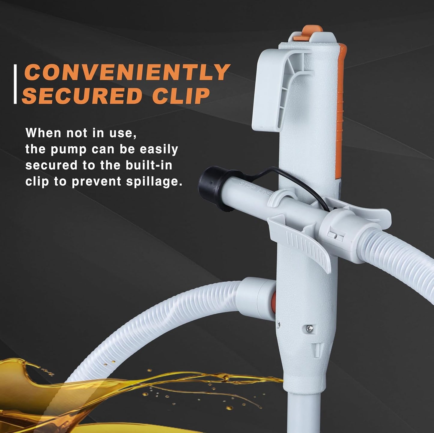 Battery Powered Stick Fuel Transfer Pump, 3.2 GPM, 51 Inch Transfer Length, Self-Hooking, For Transferring Gasoline, Kerosene, Diesel, and Non-Potable Water, Battery Powered Sump Pumps