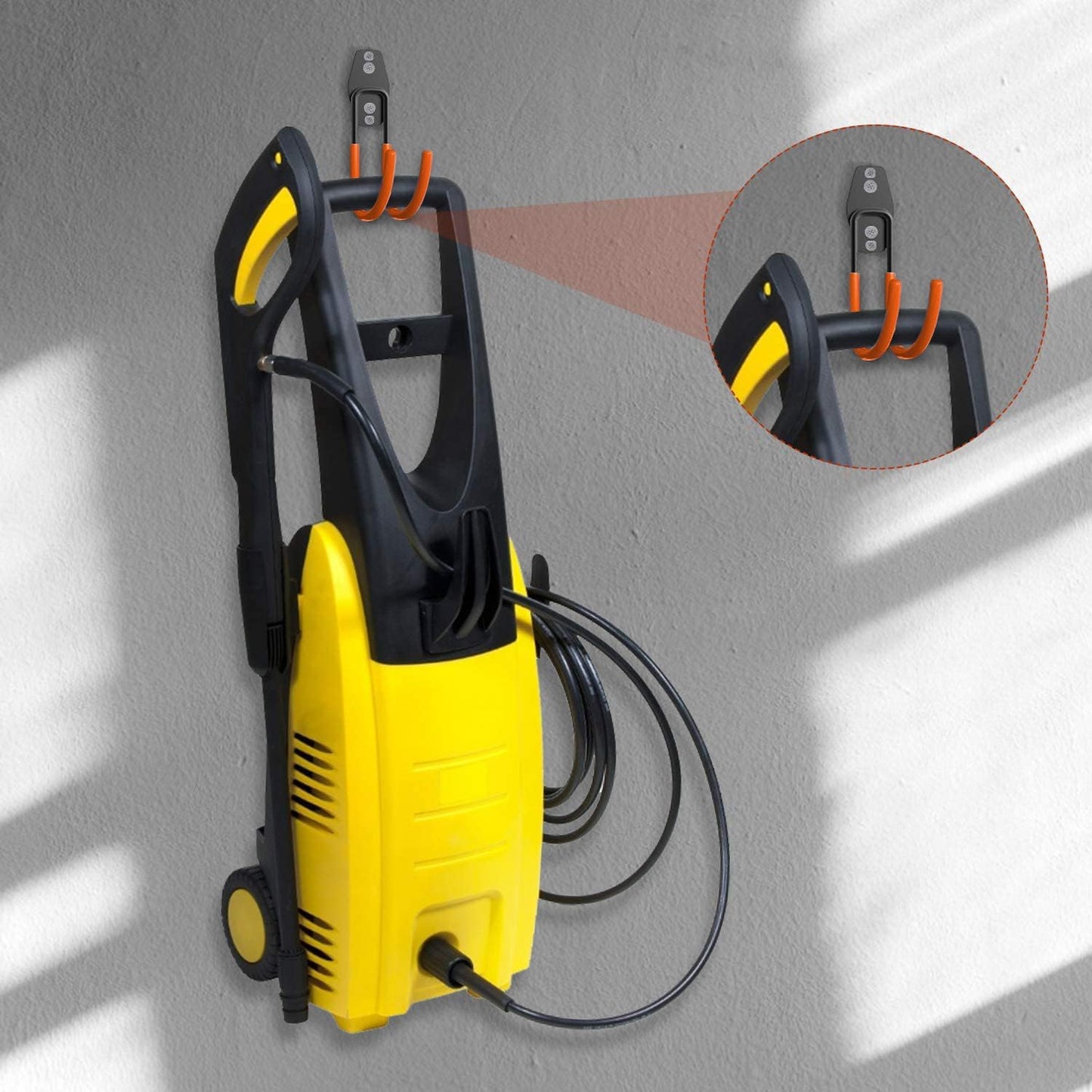 3-H Garden Hose Holder Wall Mount 4 Pack,Solid Steel Hose Hanger,Water Hose Holders for Outside,Perfect for Hanging Outdoor Air Hose,Ropes,Pipes,Garden Tools,Ladders,Bikes,Bulk Items(Orange)