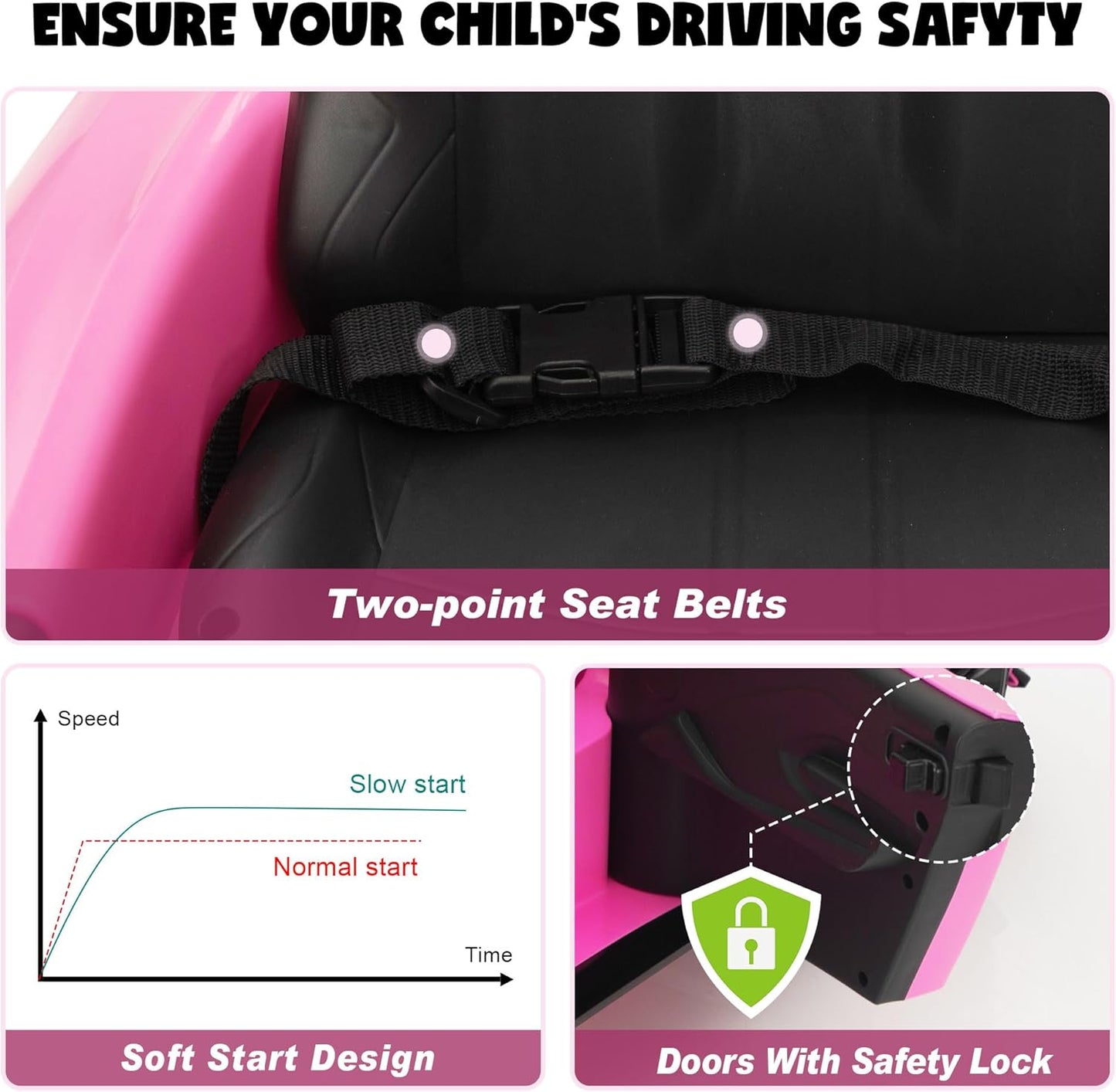 Ride on Car with Remote Control, 12V Licensed Aston Martin Electric Car for Toddlers with Soft Start, Music, USB, Bright Lights, Battery Powered Car for Kids 36-95 Months (Pink)