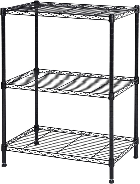 Homeiju 3-Shelf Storage Rack,Adjustable Height Metal Shelving Unit,Heavy Duty Storage Shelving Unit,Wire Rack Shelving,Garage Organizer for Home,Kitchen,Office,Pantry,Garage（13.5"D x 23.4"W x 31"H）
