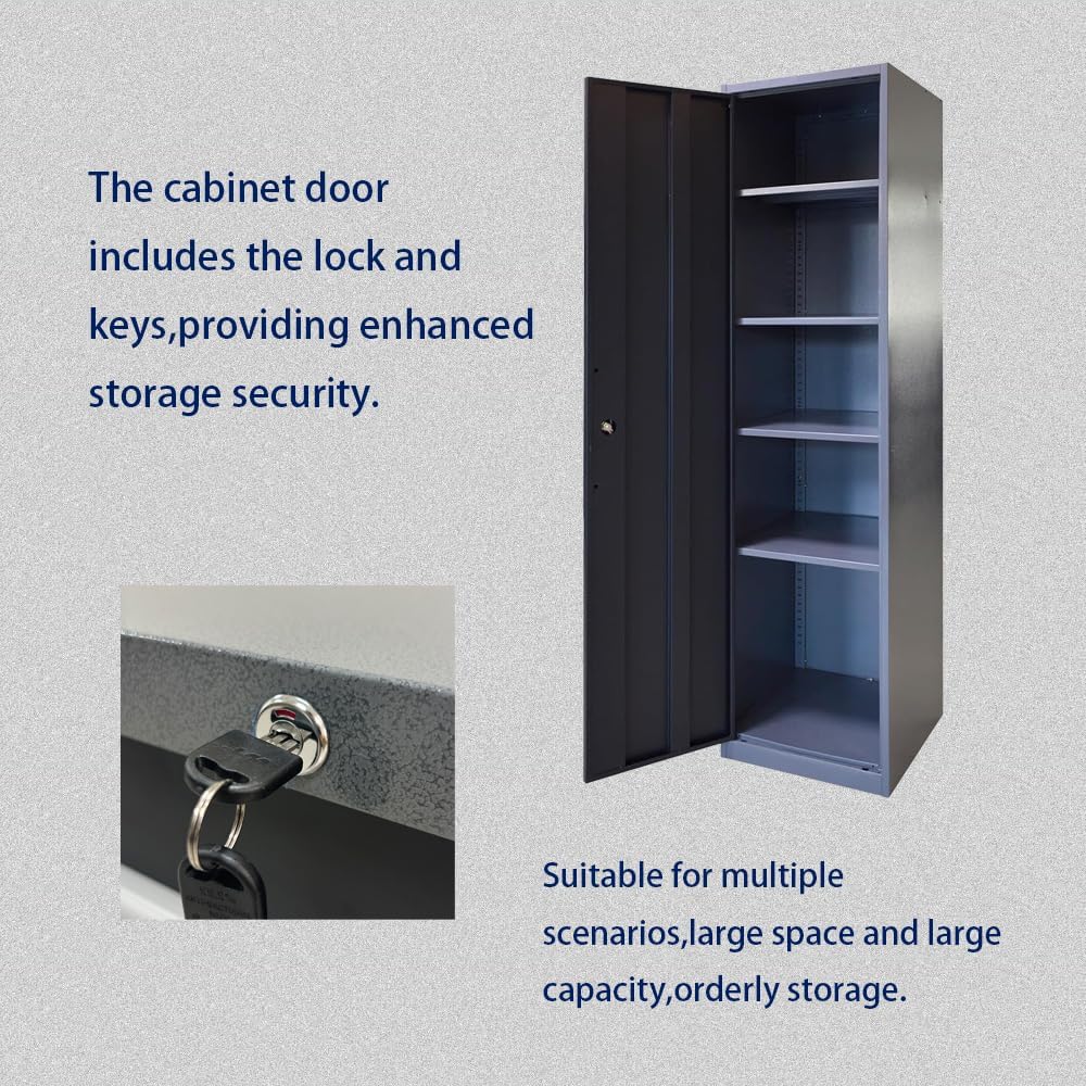 JZD Garage Cabinet System, Tool Storage Cabinets Set with Wooden Tabletop, for Workshop Utility Room