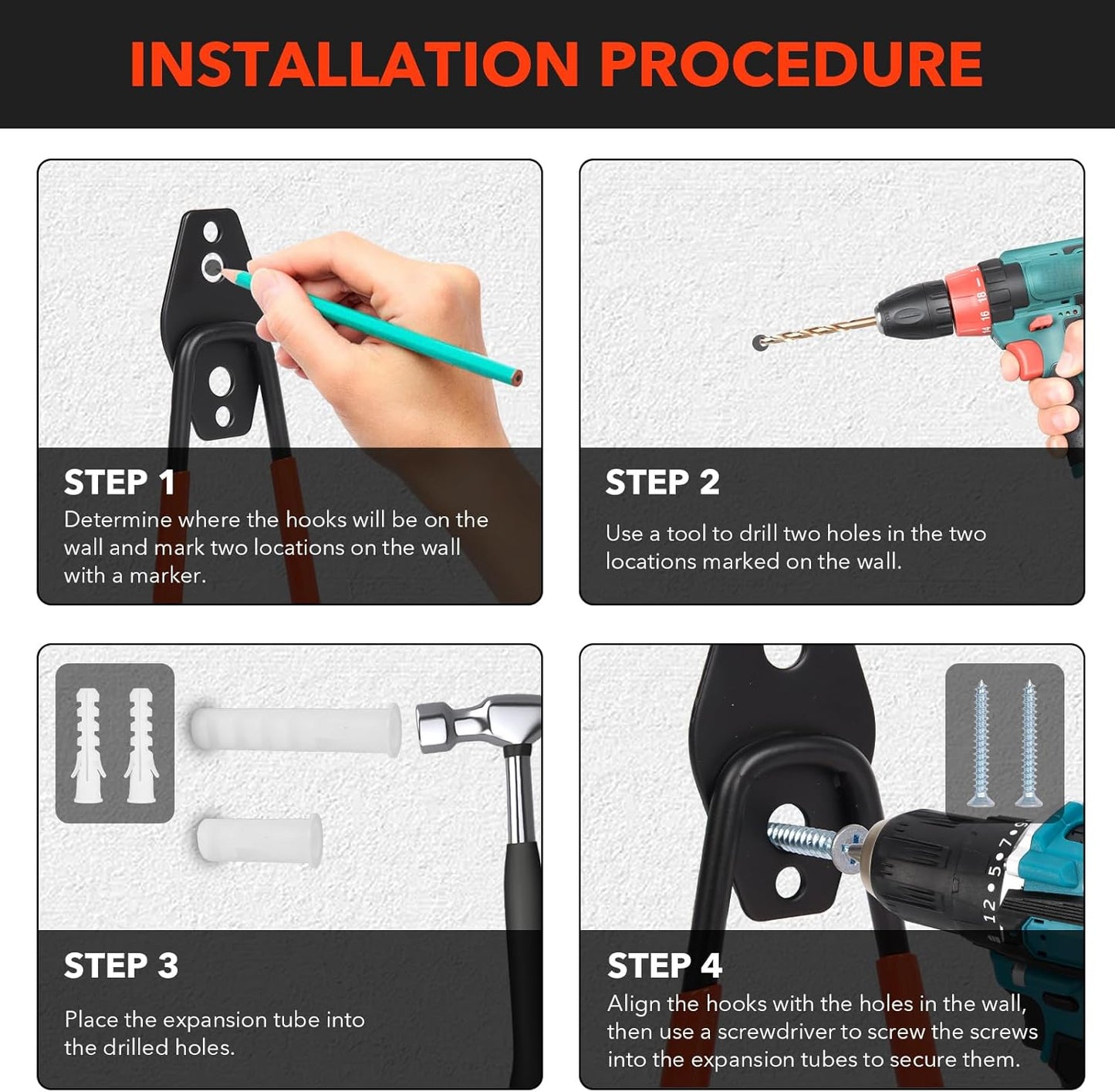 2 Pack Heavy Duty Steel Utility Wall Hooks, Wall Mount Garage Storage Organizer for Hanging Ladders, Bikes,Garden Tools, Skis