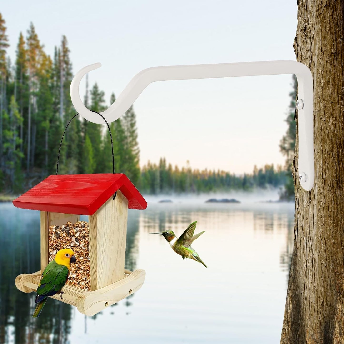 8" Plant Hangers 2-Pack - Heavy Duty Rust-Resistant Steel Hooks for Bird Feeders, Indoor/Outdoor Plants & Wall Decor, White