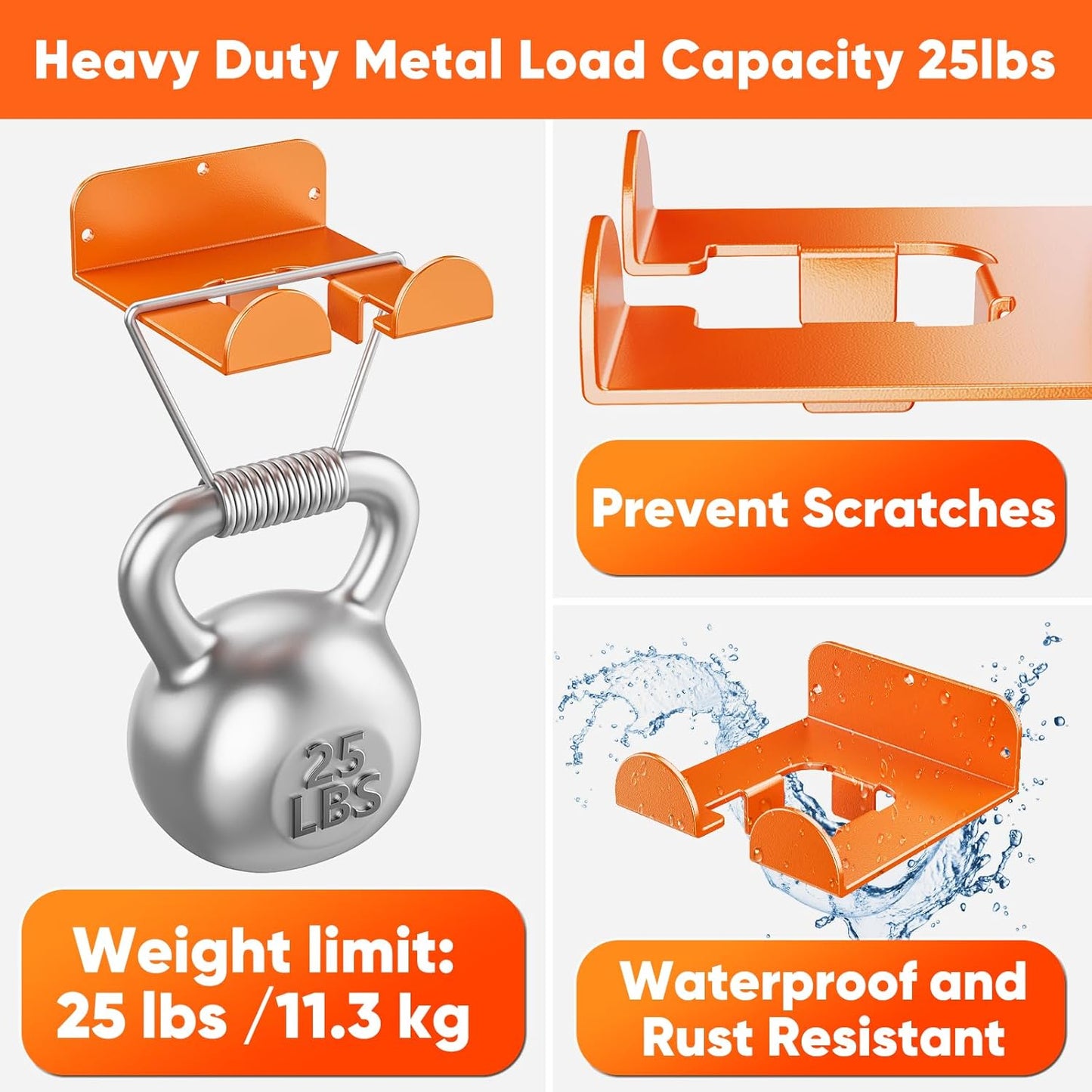 Weedeater Hanger, 2 Pack Garage Organize Grass String Trimmer Rack, Heavy Duty Metal Weed Eater Holder Wall Mount Save Space, Garden Tool Storage Rack Loads 25lbs, Weed Wacker Hooks for Garage