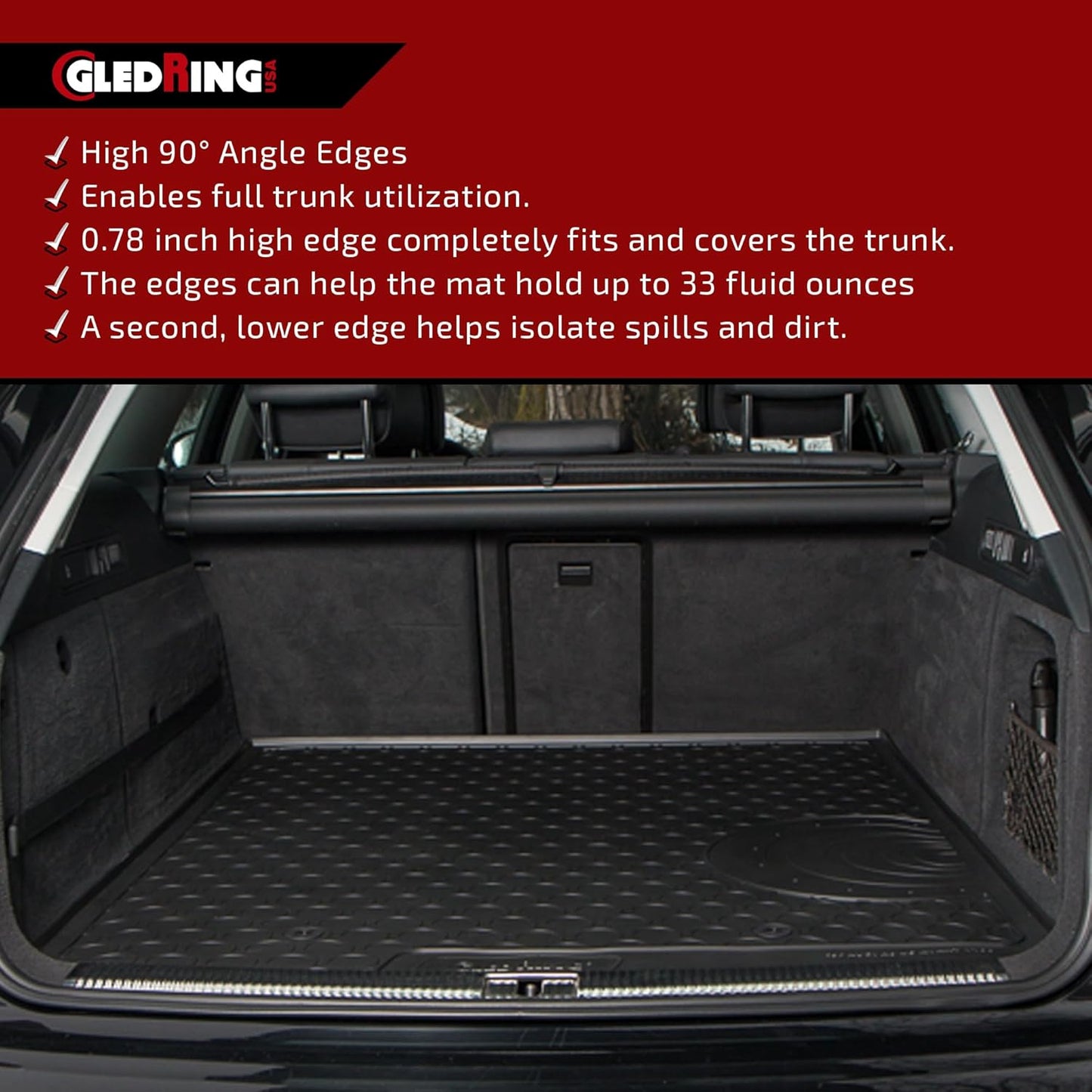Gledring USA Custom Fit All-Weather Rubber Cargo Liner Intended for Toyota RAV4 2019-2023, No Trimming Required, Tailored Custom Fit, Protects from Rain, Mud, & Snow