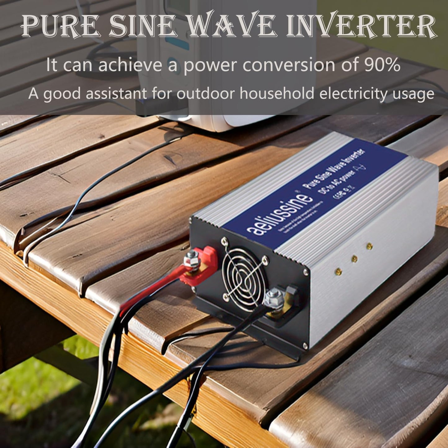 800W Pure Sine Wave Inverter-36V DC to 110V 120V AC Power Converter with 2 AC Outlets, 36 Volt Power Inverter for Truck, Rv, Camping, Home, Emergency Power