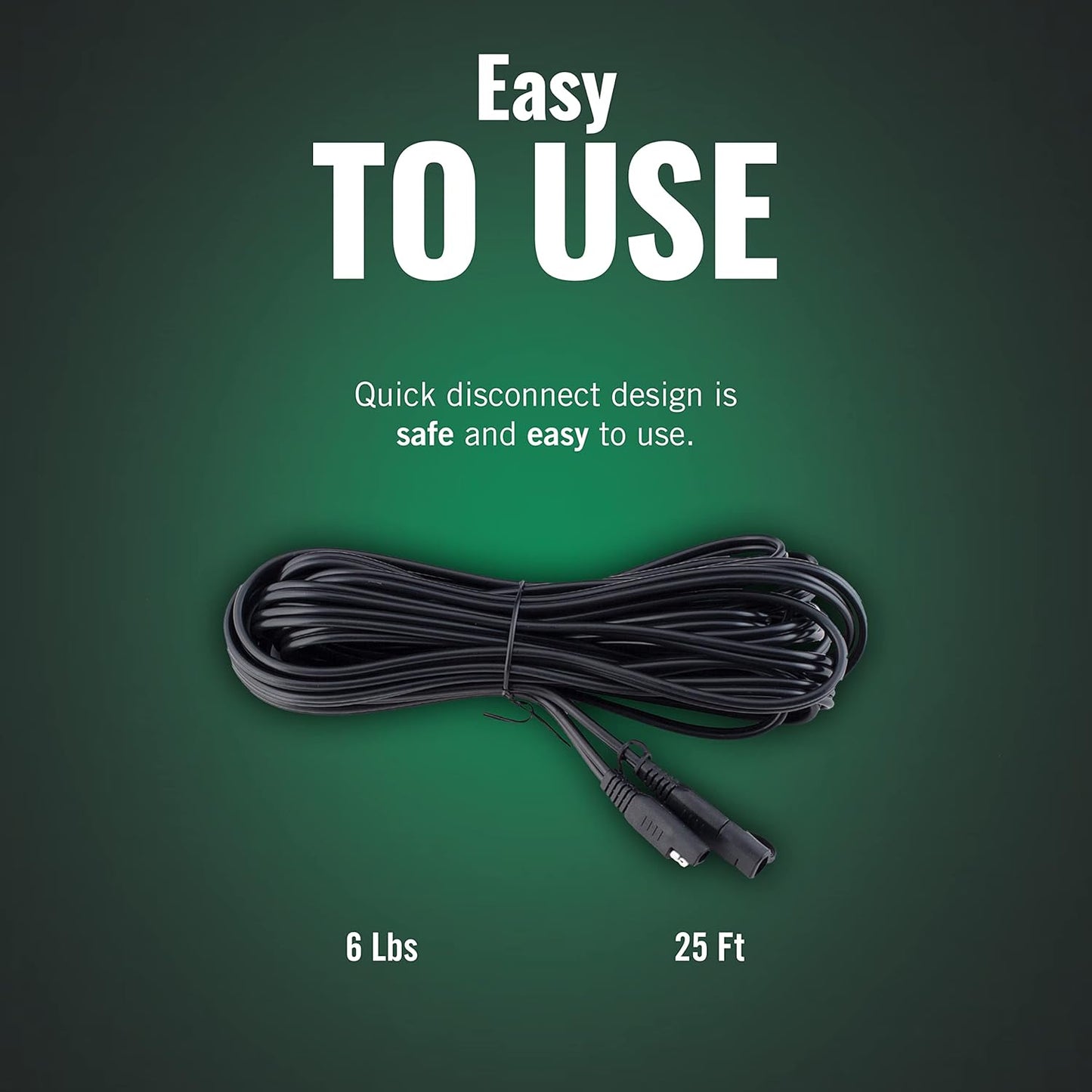 Battery Tender 25 Foot Extension SAE Cable - Designed for Use with Battery Tender Chargers - Quick Connect Plugs for Easy Connection to Motorcycle, Cars, ATVs and More - 081-0148-25