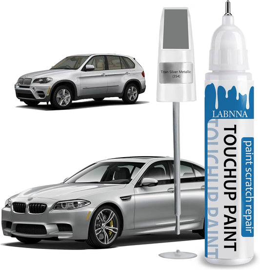 Titan Silver (354) Touch Up Paint for BMW-Exact Match 2 in 1 touchup Paint Pen for Chips and Nicks Repair Car Paint Scratch Repair Kit