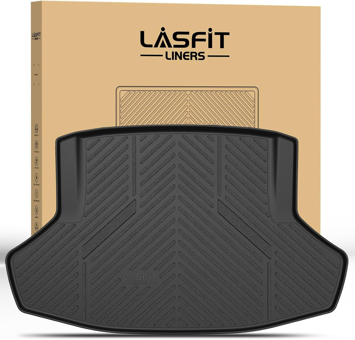 LASFIT Trunk Mat for Honda Civic Sedan 2022-2026 & Civic Sedan Hybrid 2025-2026, All Weather TPE Custom Fit Trunk Liner Trunk Tray Cargo Mat Cargo Liner Cargo Tray (Not for Hatchback/Type-R)