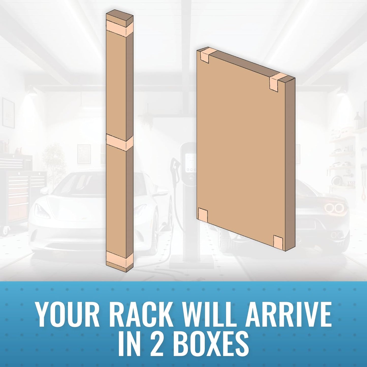 MonsterRax Overhead Garage Storage Rack 2x8, Ceiling Mounted Shelving, Adjustable Hanging Organizer, Heavy Duty Steel, 350 Pound Capacity, Color: Hammertone, Adjusts 18-33" from Ceiling