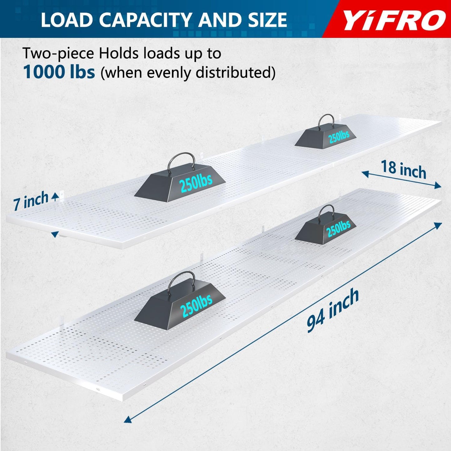 4-Pack 1.5x4ft Heavy Duty Garage Wall Shelving, 1000 lbs Load Capacity, Garage Storage Rack with Hooks, White