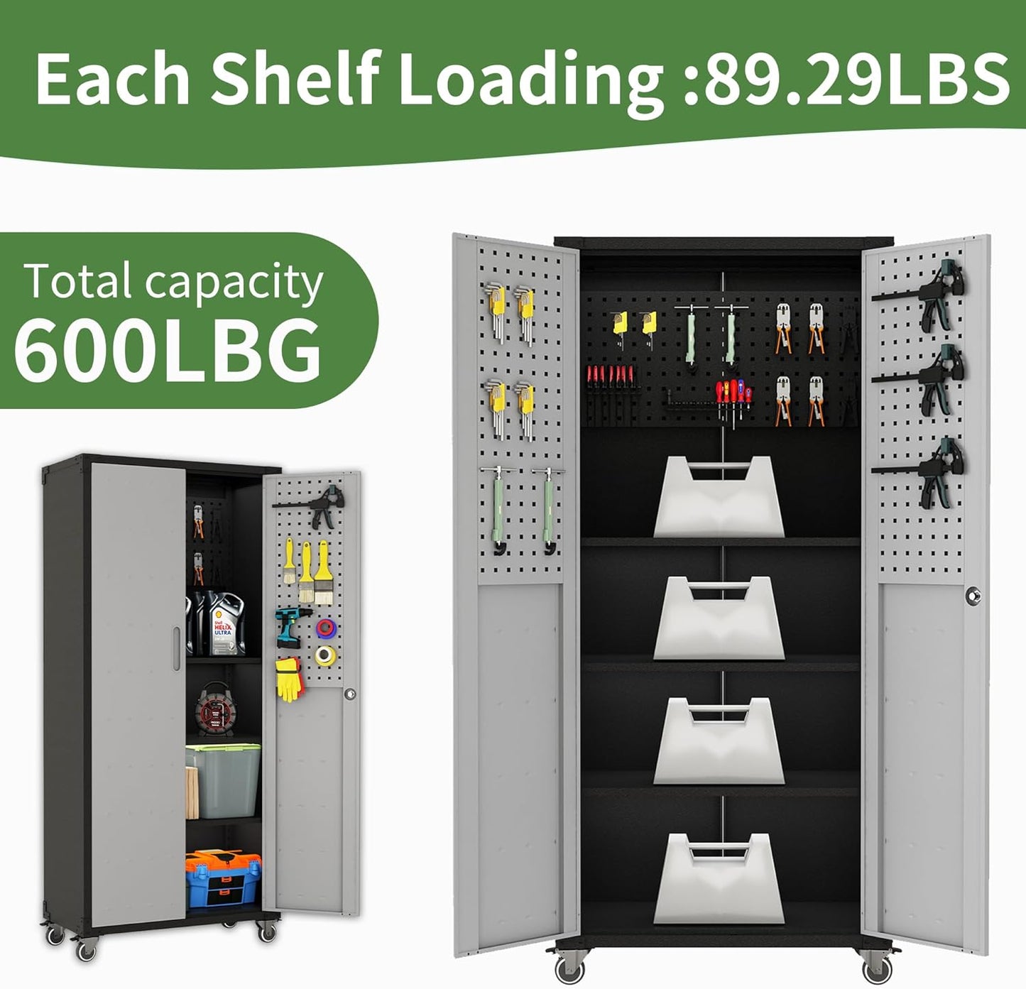 Metal Garage Storage Cabinet with Wheels,Locking Rolling Tool Cabinet with Drawers and Shelves for Home, Office, Garage & Workshop