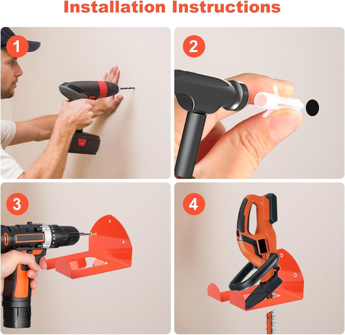 Weedeater Hanger,Trimmer Rack – 2 Pack Heavy Duty Wall Mount for Weed Eater, Grass Trimmer, Hedge Trimmer – Garage Storage Organizer, Space-Saving Tool Holder