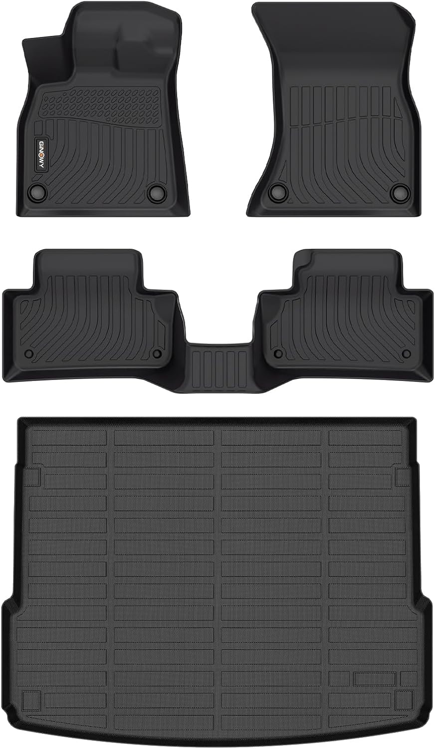 GINOWY-Floor Mats & Cargo Liner for Audi Q5 SQ5 2018-2024 2025 (Not for PHEV) TPE All Weather Q5 Car Mats, Non-Slip Trunk Mat Q5 Floor Liners Waterproof Custom Fit Accessories Mats Black