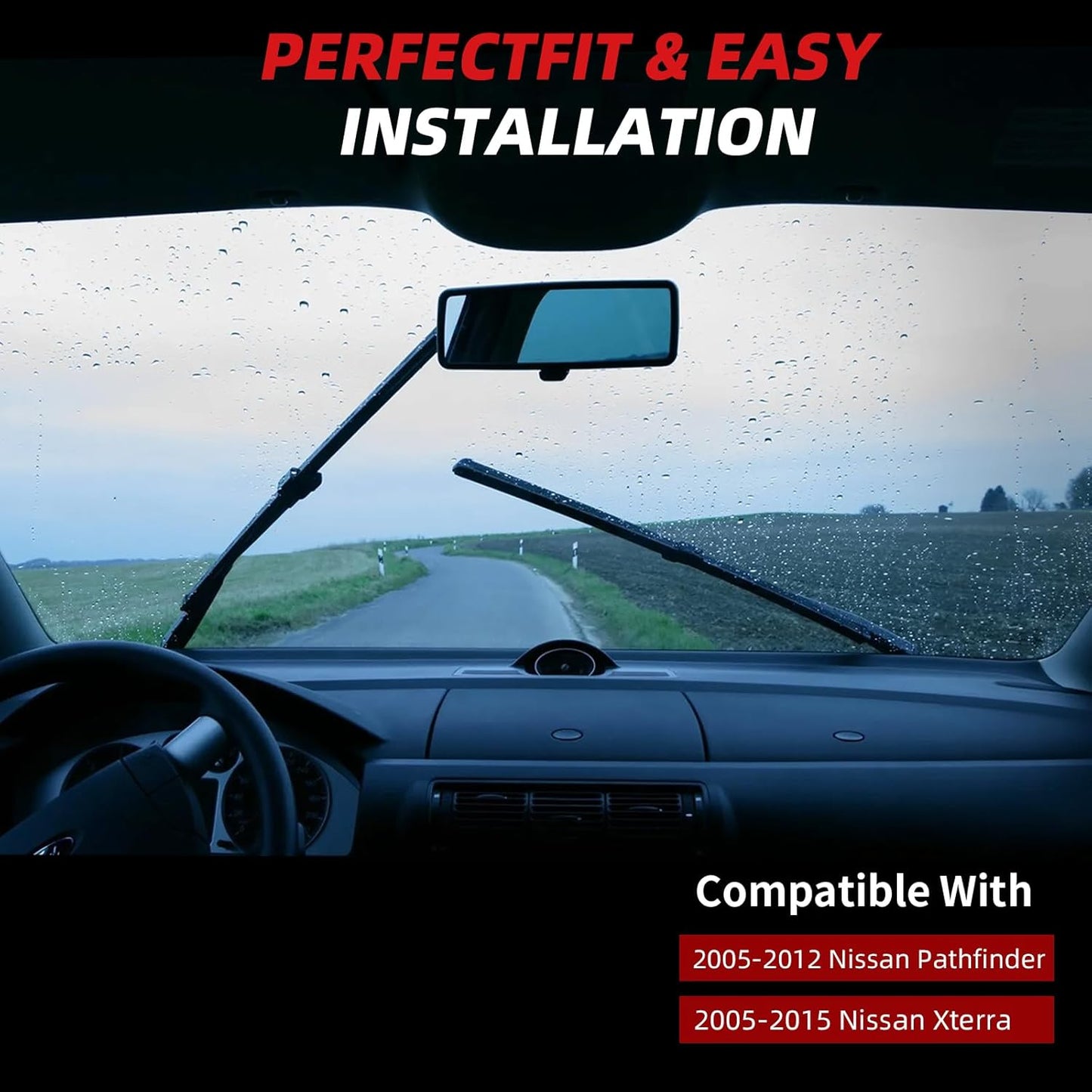 OTUAYAUTO Premium Windshield Wiper Blades - Replacement for Nissan Pathfinder 05-12, Xterra 05-15 - Precision Fit, All-Weather Performance, Front and Rear Wiper Blades, Hook - 24"+18"+12" (Pack of 3)