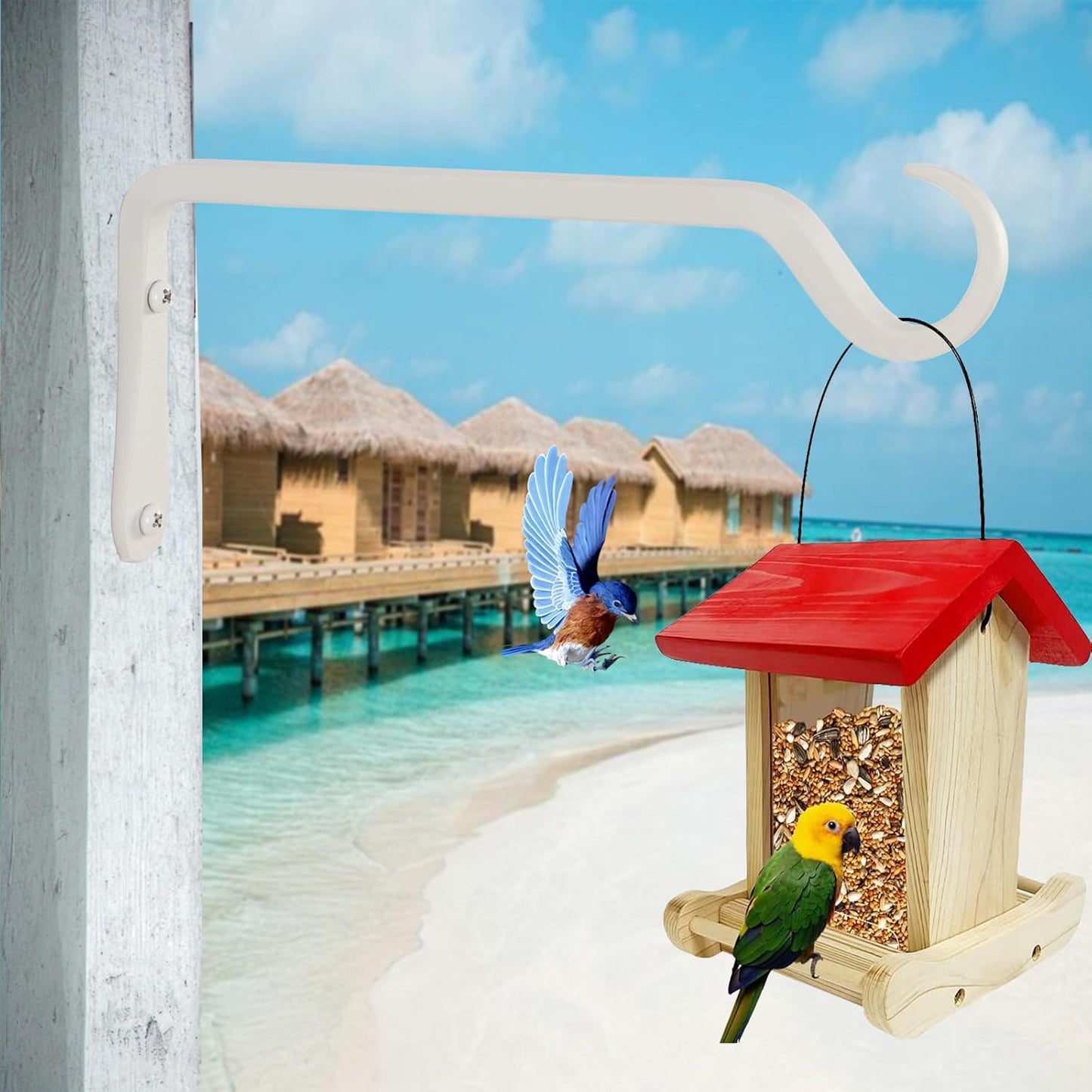 10" Plant Hangers 2-Pack - Heavy Duty Rust-Resistant Steel Hooks for Bird Feeders, Indoor/Outdoor Plants & Wall Decor, White