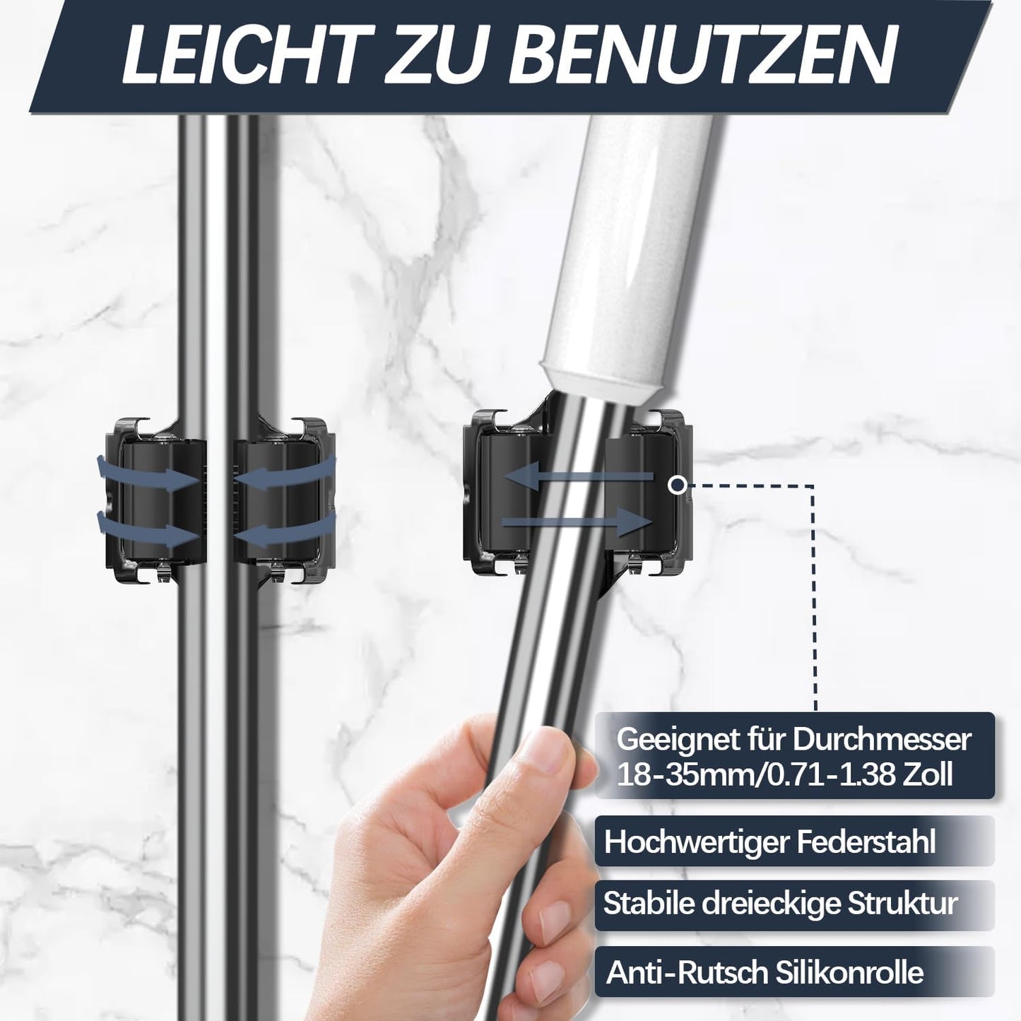 Mop and Broom Holder Big Size Hanging 1 KG Extra,Broom Holder 12 Pack,Wall Mount for organizing mop broom in Garden Laundry Room Cleaning Bathroom Kitchen Garage(Black)