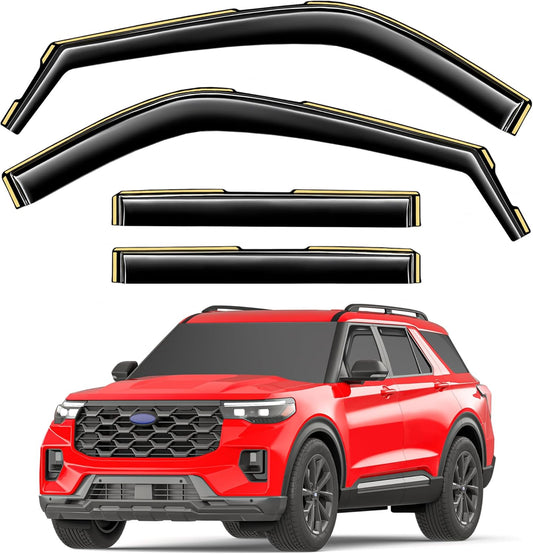 in-Channel Window Rain Guards Fit for Ford Explorer 2020 2021 2022 2023 2024 2025 Extra Durable Window Visors Window Deflectors Vent Visors Vent Shades Car Accessories-4 pcs 2-Q10