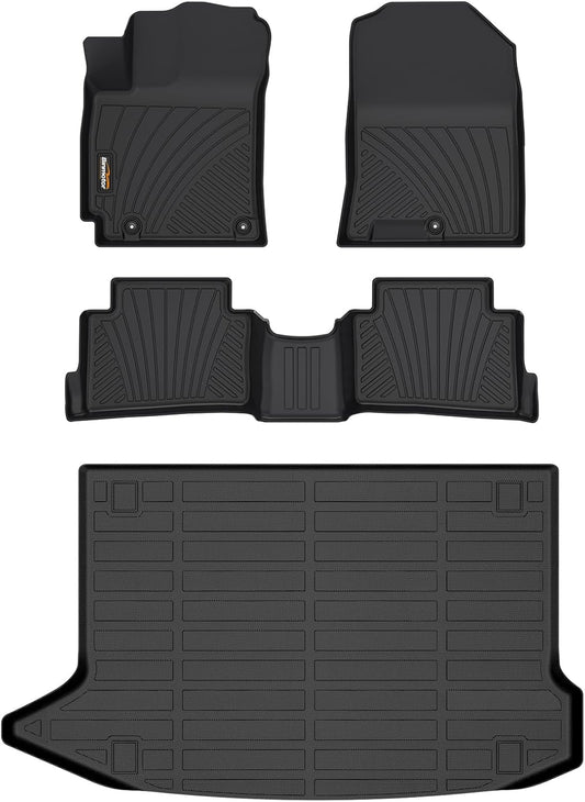 Binmotor-Floor Mats with Cargo Liner for Hyundai kona 2018-2023 & Kona N 2022 2023 (No Electric Model) SE | SEL | N Line | N | Limited Automotive Floor Liners Full Set-Black