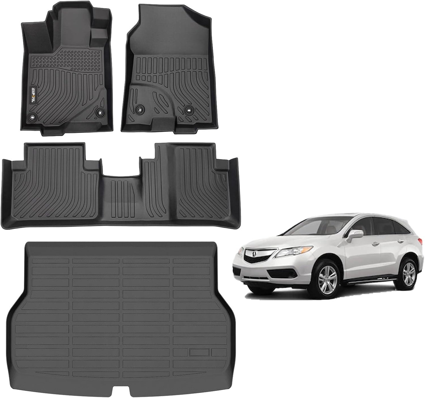 AIPOIL® Floor Mats & Cargo Liner Set for 2013-2015 Acura RDX All Weather Protection TPE Anti-Slip Automotive Full Set Custom Car Mats Accessories - Black