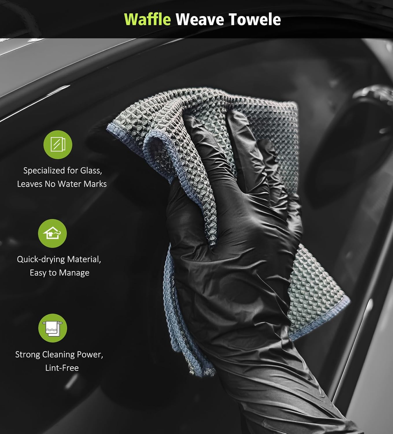 3 Pack Microfiber Towels for Car Detailing, 28" x 36" Extra Large Car Wash Drying Towels 16" x 16" Microfiber Edgeless No Scratches and Waffle Weave Absorbent Cloth for Truck, SUV