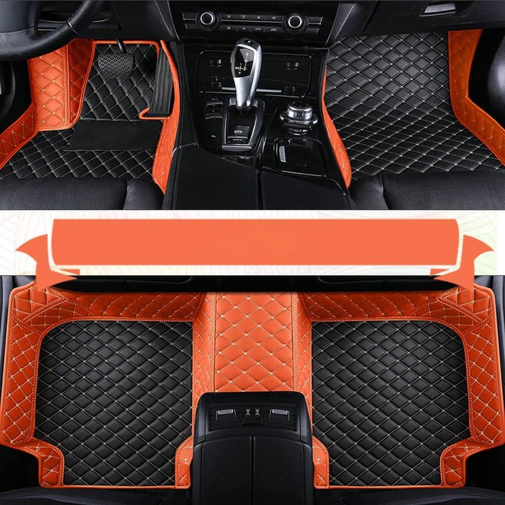 Custom Car Floor Mat Compatible with BMW Mercedes-Benz Toyota Cadillac Lexus Honda Infiniti Nissan Hyundai Kia Audi All Models Cars Sedans SUVs Automotive Mats (Edge Orange Middle Black Beige)
