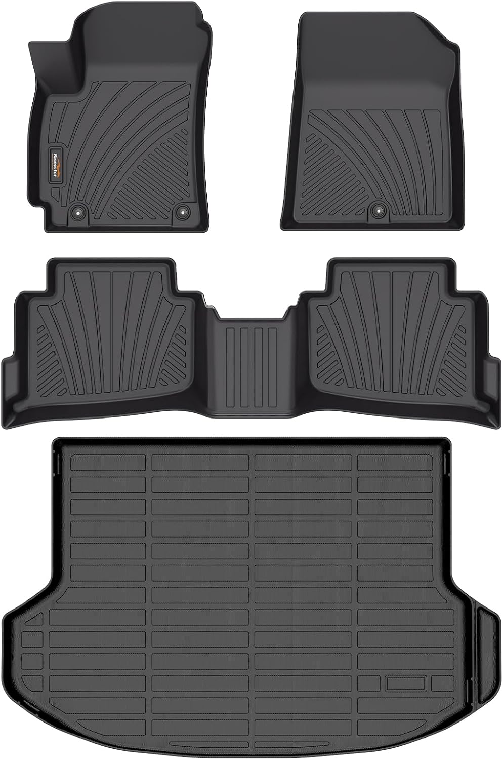 Binmotor-Custom Fit Floor Mats & Cargo Liner for Kia Seltos 2024 2025, All Weather Car Floor Mat for Kia Seltos Accessories, TPE Rubber Liners Cargo Trunk Mat Trunk Liner-Black
