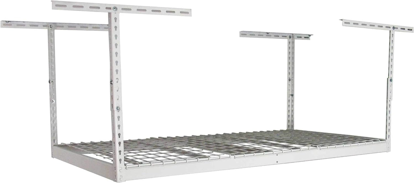 MonsterRax Overhead Storage Rack - Heavy Duty Shelving, 400 lb Capacity, Adjustable Rack, Ceiling Mount Shelves 3x6' White (18-33'')