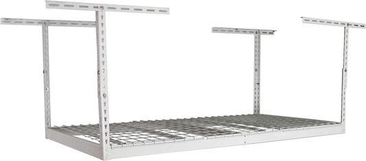 MonsterRax Overhead Storage Rack - Heavy Duty Shelving, 400 lb Capacity, Adjustable Rack, Ceiling Mount Shelves 3x6' White (18-33'')