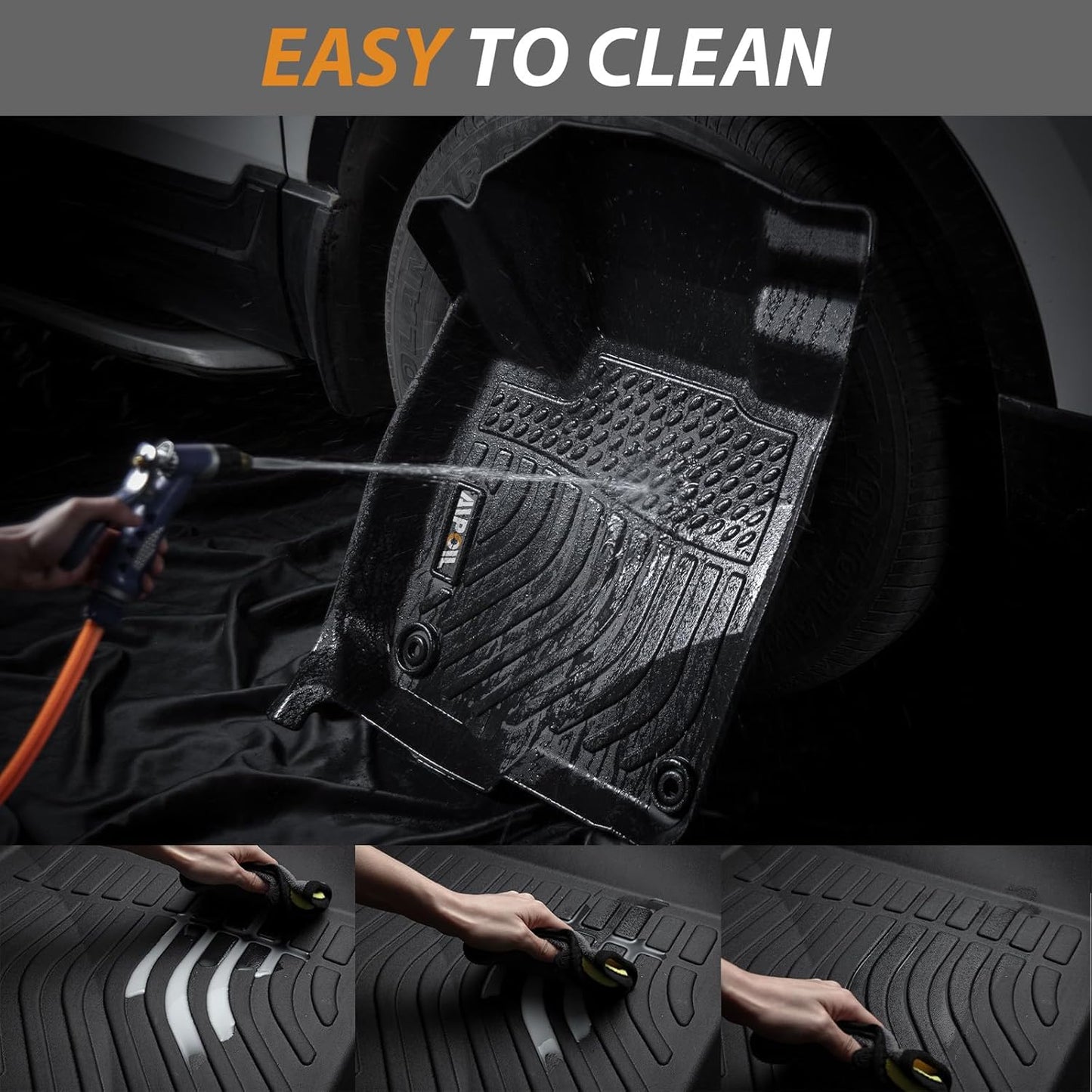 AIPOIL® Floor Mats for 2019-2025 BMW X7 40i, M50i, M60i (Only Fits 6 Seats) All Weather Protection TPE Anti-Slip Automotive Full Set Custom Car Mats Accessories - Black