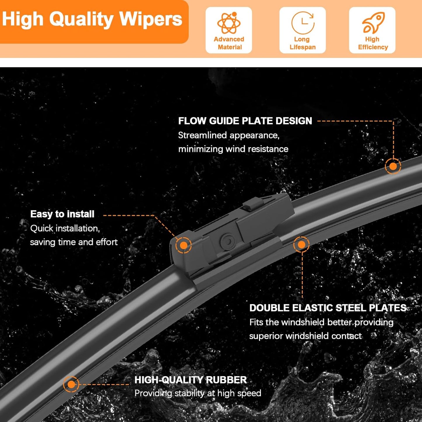 HULADAED® 26'' 18'' 16'' Windshield Wipers Replacement for Subaru Outback Legacy 2023-2020,Silicone Front Rear Wiper blades for MY Car-All Weather & Quiet(3 PACK)