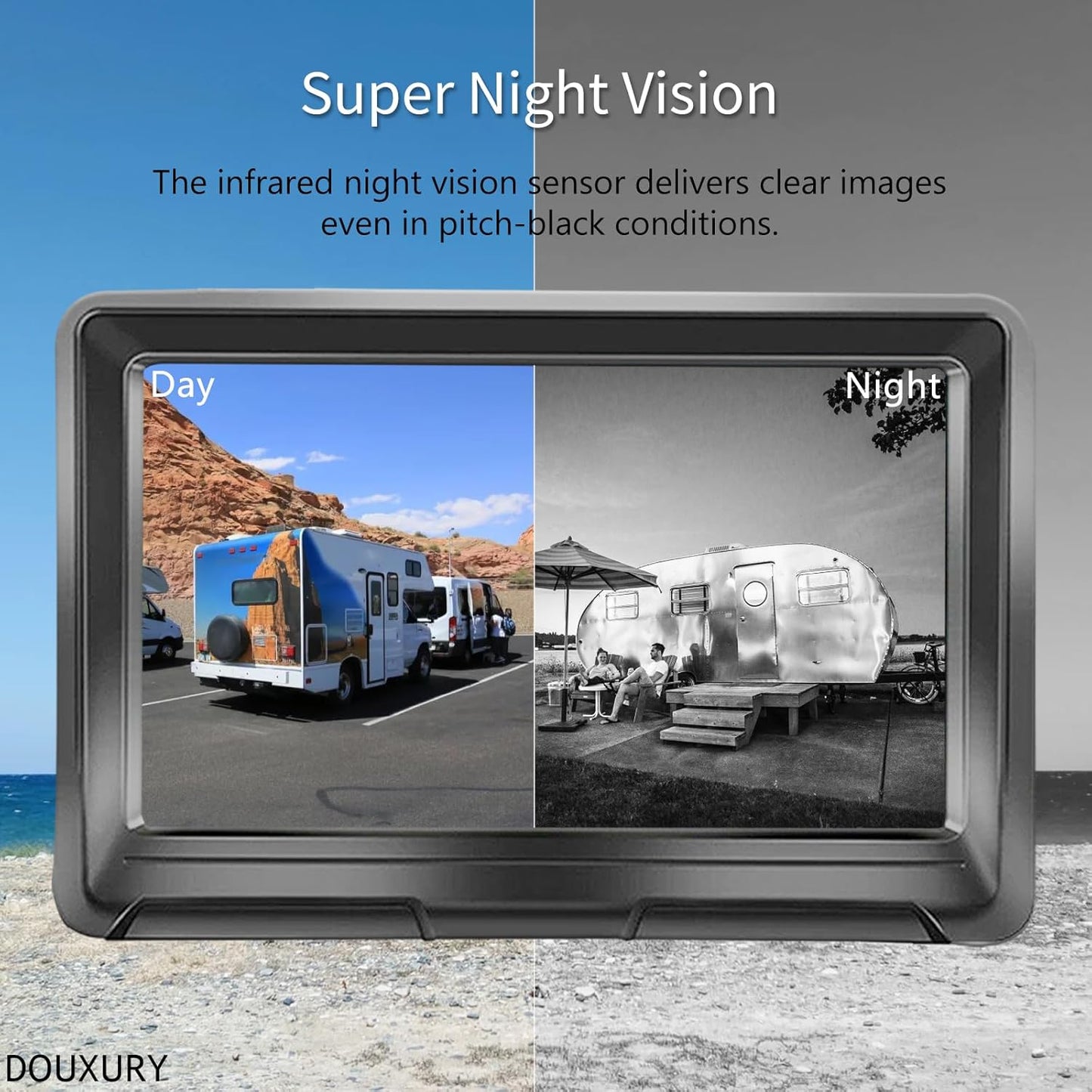 Wireless Backup Camera Solar Magnetic for Car RV Trailer Truck Camper 5th Wheels Hitch Towing No Wiring No Drilling Rechargeable Night Vision Portable Backup Camera with 5" 1080P HD 2-Split Monitor