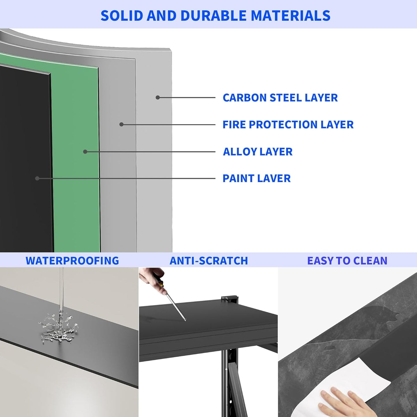 Garage Shelving Unit 1 Set Rustproof 50“W Heavy Duty Storage Shelves Easy Assembly 3 Tier Adjustable Metal Steel Utility Shelf Rack Garage Storage Organize for Tools Basement,Warehouse