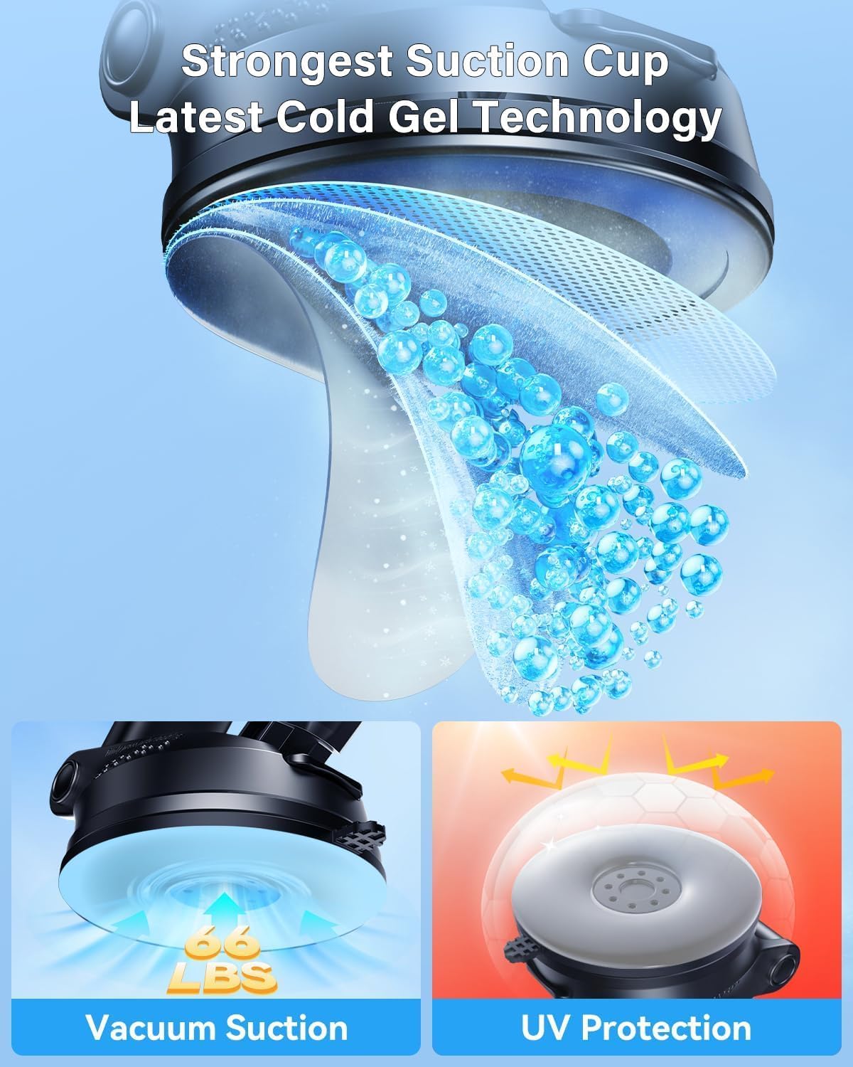 3-in-1 Car Phone Mount [2025 Upgraded Suction Cup] - Dashboard/Vent/Windshield, 60LBS Strong Hold, 360° Rotation, Thick Case Friendly - Fit iPhone 14/Samsung Galaxy & All Phones (Black)