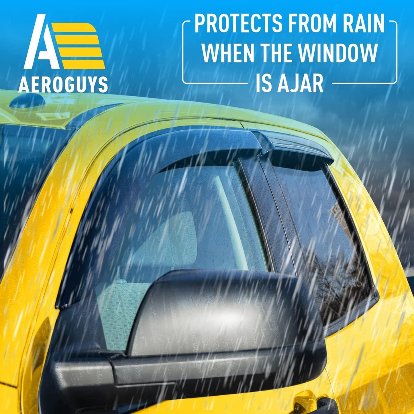 Extra Durable Window Deflectors Tape-On Window Visors Rain Guards Fit for Toyota Tundra 2007-2021 Double Cab, Sun Visors, Wind Vent for Shades, Exterior Car Accessories - 4pcs. AG0293