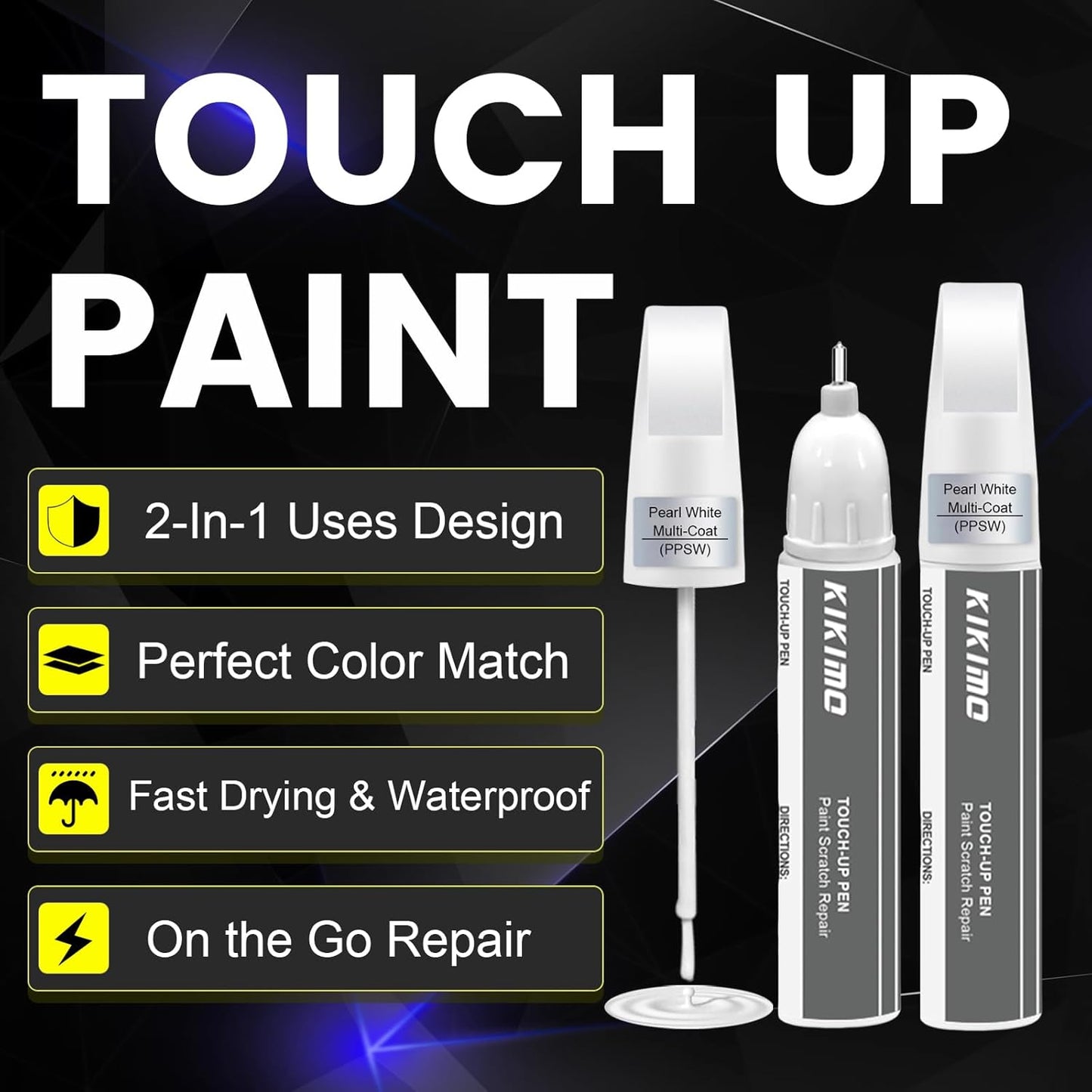 KIKIMO for Tesla Touch Up Paint(Red Multi-Coat(PPMR)), Car Paint Repair Kit for Tesla Model Y/3/S/X, 2 In 1 Scratches Repair with Pen Tip and Brush, Color-Matched for Quick & Easy Fix