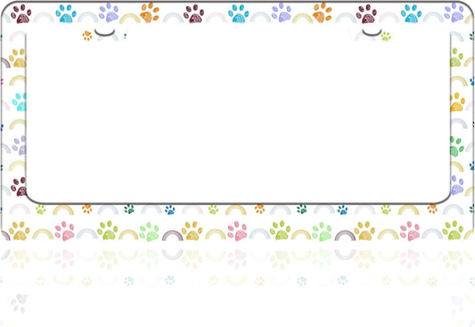 Colorful Cat and Dog Paw Prints License Plate Frame Stainless Steel License Plate Holder for Front or Rear Car Tags Funny for Car Decoration Accessories with Screws 6.3 X 12.2 in for Women Men