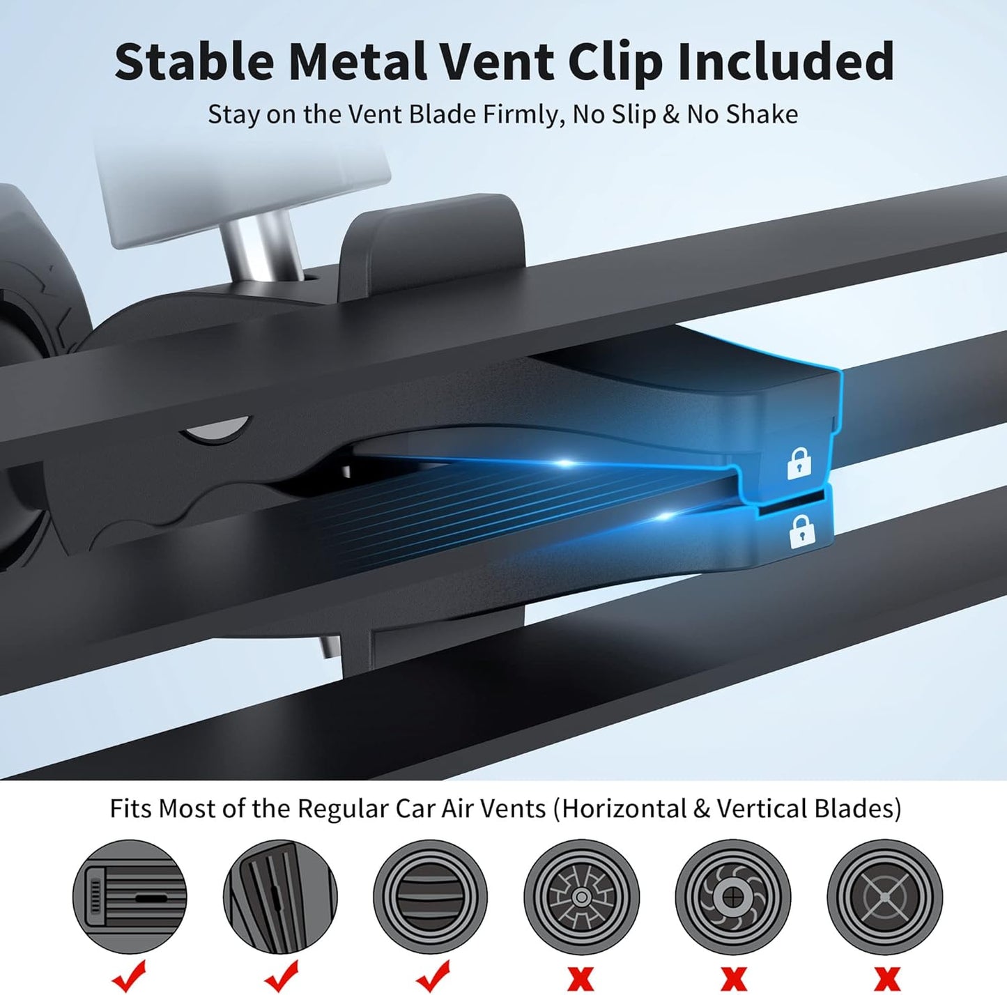 PROfezzion Suction Cup & Vent Clip Combo Magnetic Phone Holder Compatible with MagSafe on Car Truck Windshield, Dash or Vent for iPhone 16 15 14 13 Pro Max, Mag-Safe Case & All Phones [Aluminum Rod]