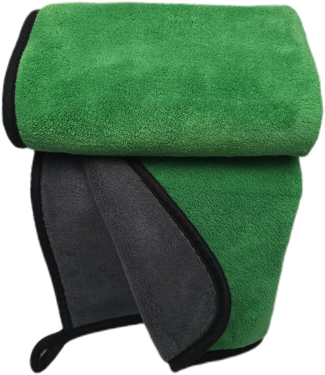 SOFTBATFY Ultrasoft, Large, Thick and Quick Drying Car Microfiber Cleaning Towel 800GSM Polishing Waxing Auto Detailing Towel Cloth (6pack,16 x 16inches) (Grey- Green)