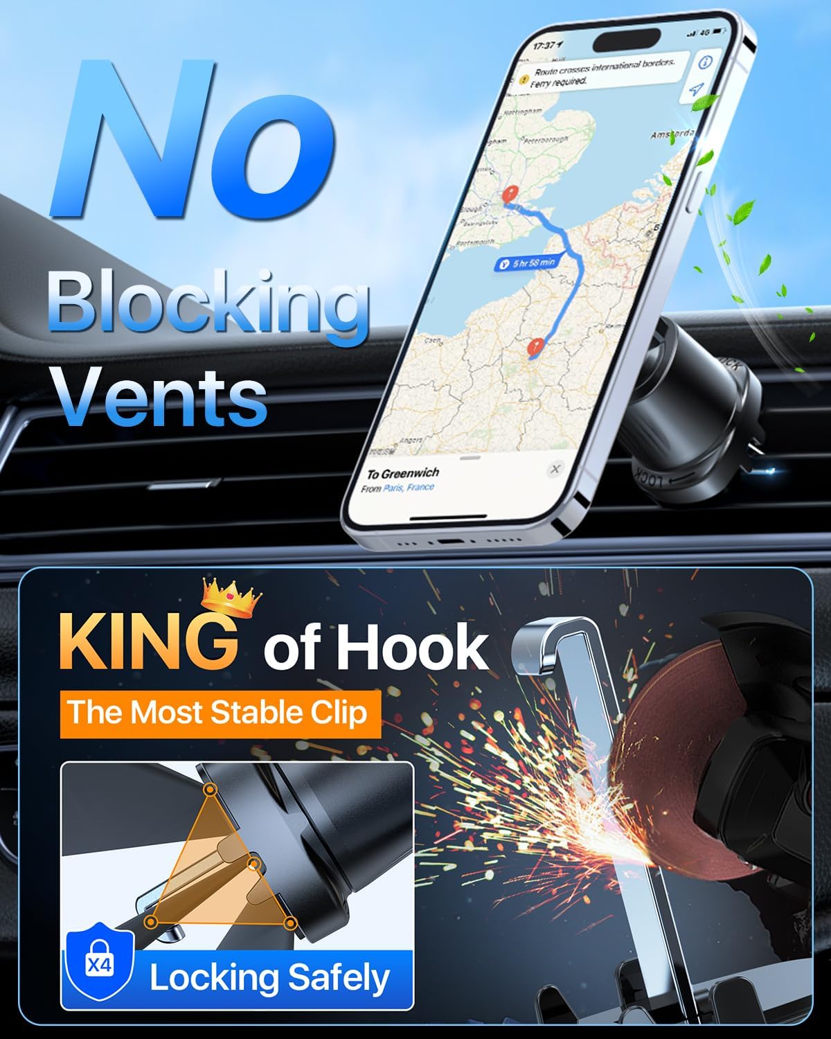 YRU [2025 Upgraded] Magnetic Phone Holder for Car【Patented & Super Magnet】 for MagSafe Car Mount Dashboard Magnet Phone Holder Windshield Phone Stand for iPhone 16 15 14 13 12 Pro Max Samsung, Grey