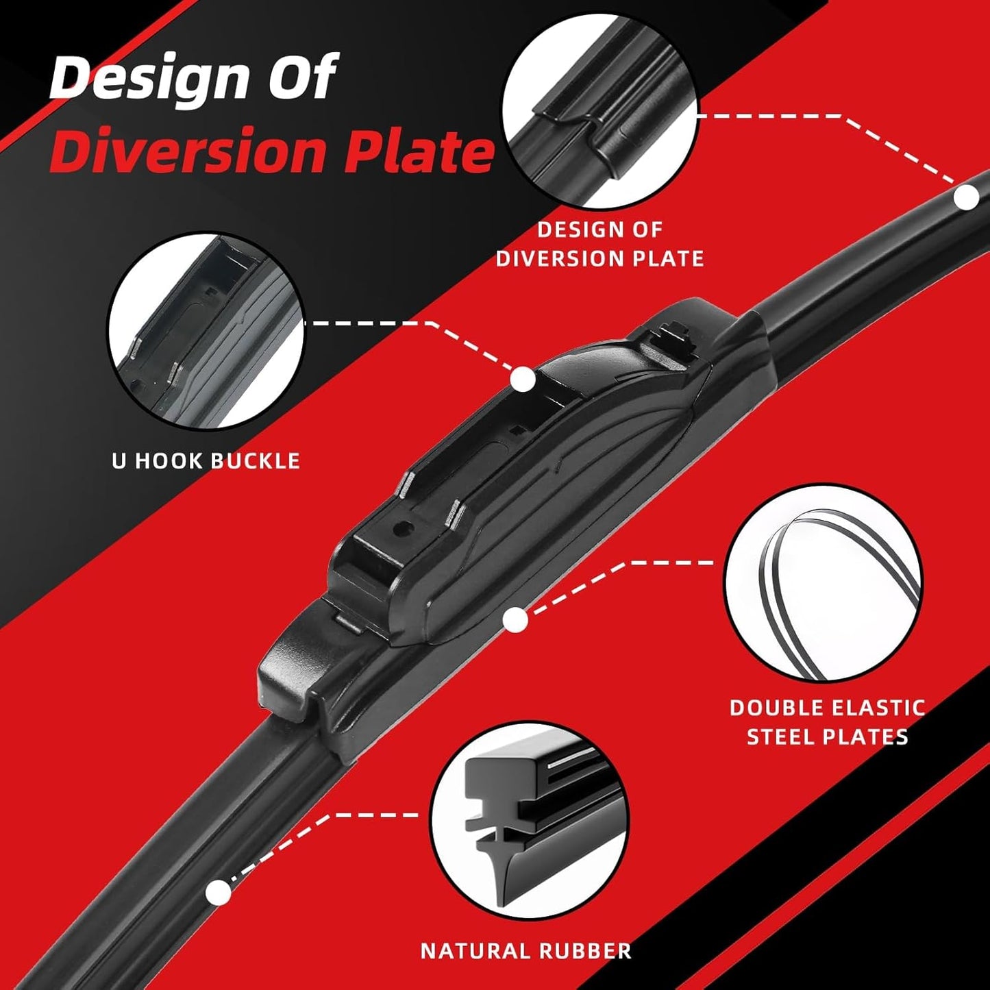 OTUAYAUTO Windshield Wiper Blades - Replacement for Acura MDX 2007-2013, Front and Rear Wiper Blade, J/U Hook - 26"+21"+12" (Pack of 3)
