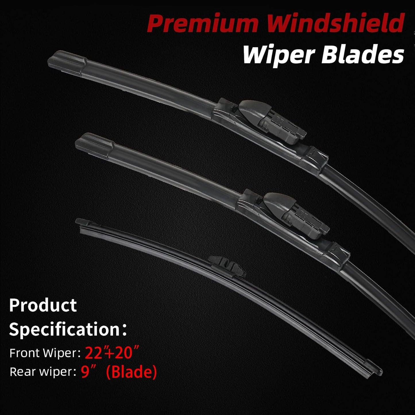 OTUAYAUTO Windshield Wiper Blades - Replacement for Ford Bronco Sport 2021-2024, Front and Rear Wipers Set, Top Lock - 22"+20"+10" (Pack of 3)