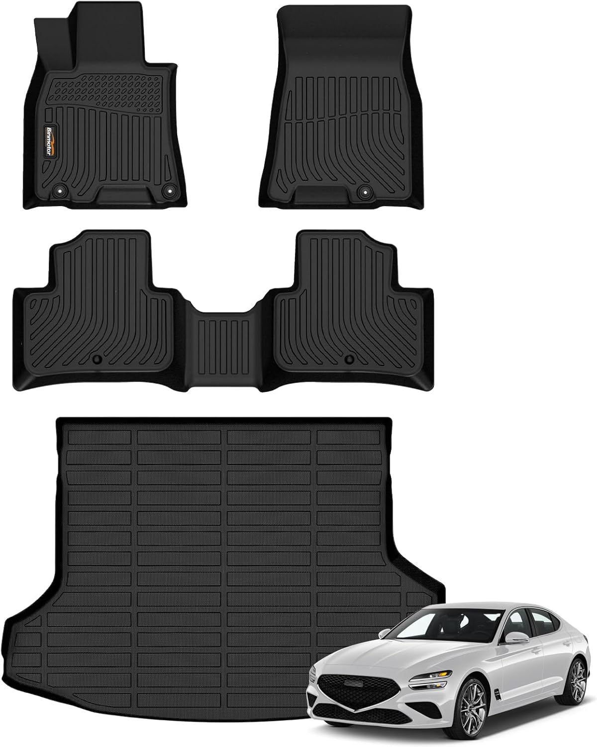 Binmotor-Floor Mats & Cargo Liner Custom for Genesis GV70 2022-2025 (Not Electrified GV70), 1st & 2nd Row & Cargo Mat Full Set, Heavy Duty Car Floor Liners for Genesis GV70 Accessories
